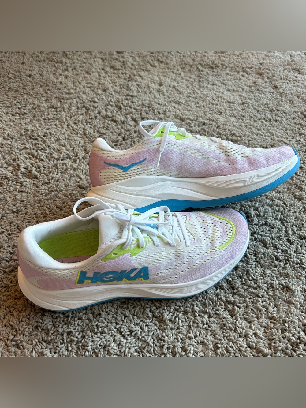 Hoka One One Rincon 4 Shoes Womens 10.5 B Frost/Pink Twilight Running Sneakers